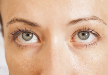 Closeup shot of woman eyes with makeup