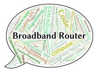 Broadband Router Means World Wide Web And Computer
