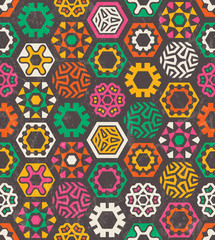 Colorful pattern with funny hexagons - 89352368