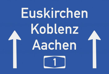 Hinweisschild auf A 1 Richtung Koblenz