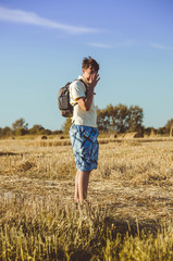 man cries lost in the field