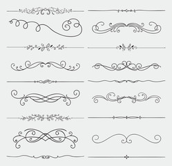 Vector Black Doodle Hand Drawn Swirls Collection - 89353932