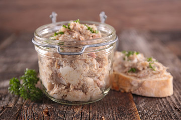 meat spread and baguette