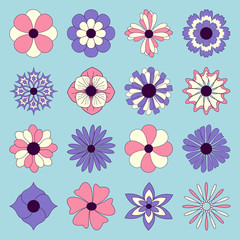  set of abstract vector decorative flowers for decoration and des