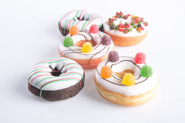 Assorted donuts donuts on a background