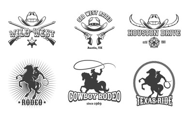 Vector Wild West and Rodeo labels - obrazy, fototapety, plakaty