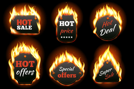 Vector fire labels set