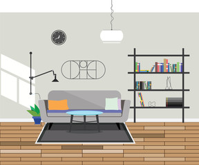 Flat design modern Interior living room