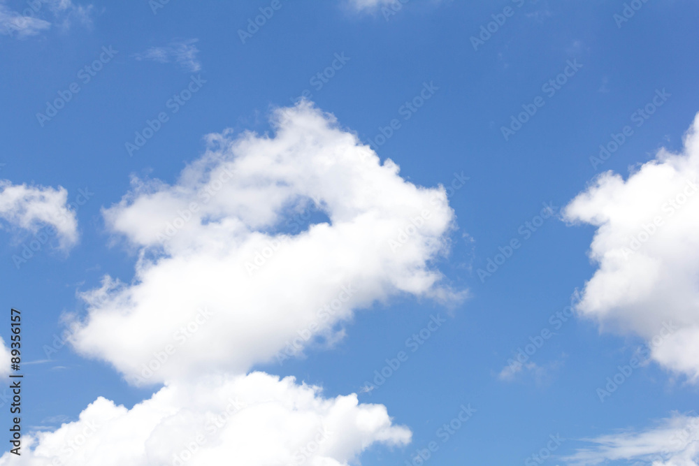 Wall mural blue sky with white clouds