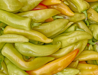 organic horn peppers close up, tasty background