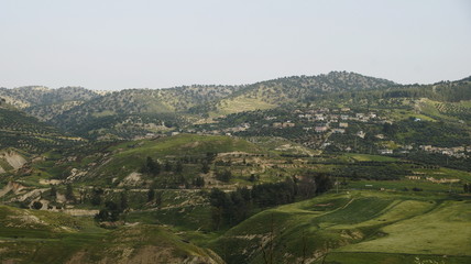 Obraz premium Photo of landscape in Jordan in the winter - the hills and houses