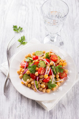 Healthy chickpeas salad with vegetables