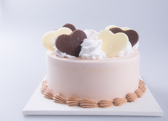 cake. chocolate ice cream cake on background