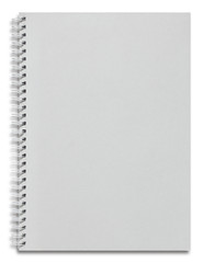 blank white spiral notebook isolated on white