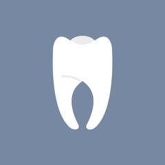 White Tooth on a dark background. Vector illustration for dentis