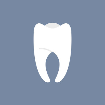 White Tooth On A Dark Background. Vector Illustration For Dentis