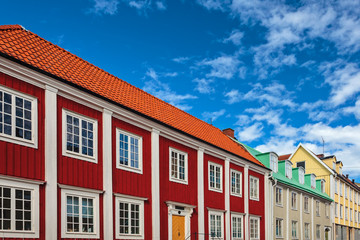 Fototapeta na wymiar Ancient wooden houses in Karlskrona, Sweden
