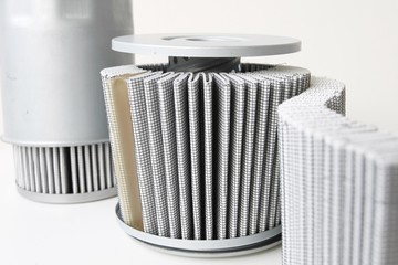 Closed up fuel filter isolated on white back ground