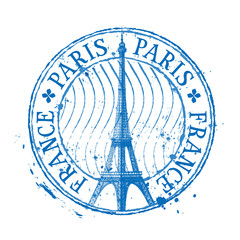 Paris vector logo design template. Eiffel Tower drawn in a