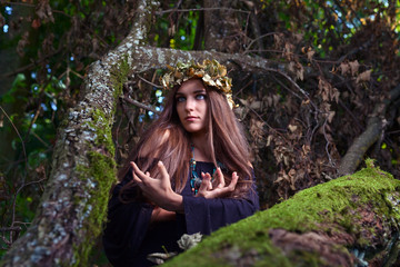 witch in dark forest