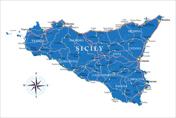 Sicily map - 89360767