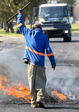 Protest Action with Burning Tyres