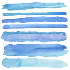 Set of watercolor brush strokes. Isolated on white.