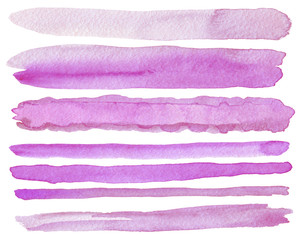 Set of watercolor brush strokes. Isolated on white.