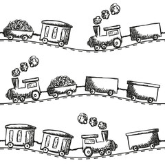 Train doodle seamless pattern