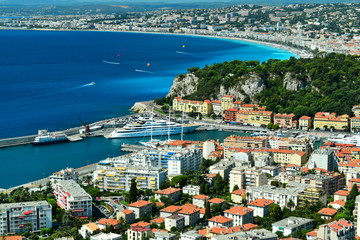 Naklejka premium baie des anges et port de nice