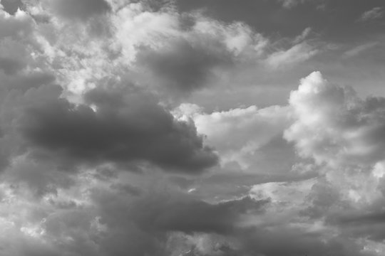 Beautiful Black And White Sky With Clouds In A Clear Day.