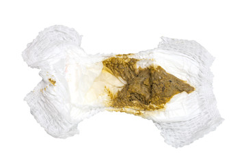 feces Baby 1 year healthy in diapers , Baby eat Milk and Bananas