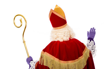 Back of Sinterklaas on white background