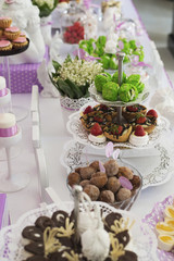 Dessert table for a wedding party. Candy bar
