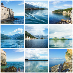 Collage Montenegro natural summer landscapes.