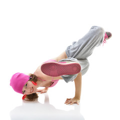 Teen girl hip-hop dancer over white background