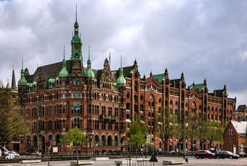 Germany, Hamburg street, old port buildings