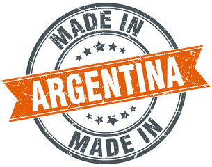 Argentina orange grunge ribbon stamp on white