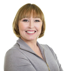 Portrait of a smiling attractive middle aged caucasian woman iso