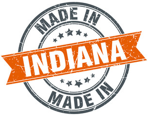 Indiana orange grunge ribbon stamp on white