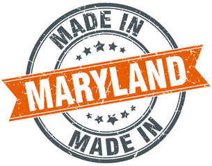 Maryland orange grunge ribbon stamp on white