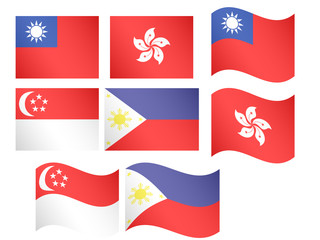 Fototapeta premium Asian Flags 4 EPS 10