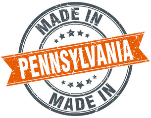 Pennsylvania orange grunge ribbon stamp on white
