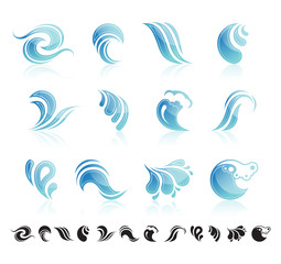 Fototapeta na wymiar Icon set with water symbols