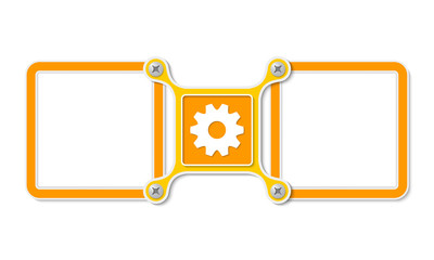 Two blank text areas and cogwheel