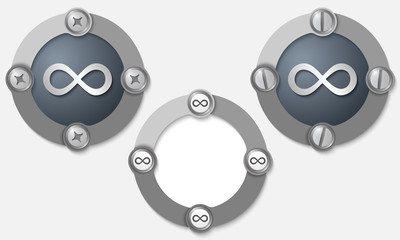 Set of three abstract icons with screws and infinity symbol