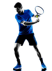 Fototapeta na wymiar man silhouette playing tennis player