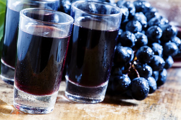 Homemade red wine glasses, selective focus