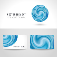 Business card template set, abstract blue circle background