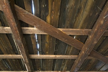 Fototapeta na wymiar Wooden ceiling of farmer's house